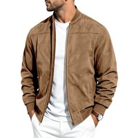 Cross-border Men's Auumn And Winer Casual Plus-size Aviaor Jacke Suede Zip-up Sand-up Collar Long-sleeve