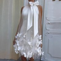 Clothing Sexy Clothing Sleeveless Bow Halter Neck Slim Butterfly Dress