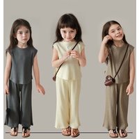 Toddler Girls Clothing New Style Girls Sleeveless Suit Small Vest Top Trousers Two Piece Set