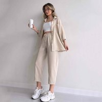 clothing 2024 spring casual loose shirt jacket nine point sports harem pants two piece set