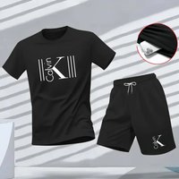 Clothing Street Style Printed Letter Print Shorts T shirt Set Casual Everyday Wear
