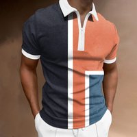 Men's Lapel Tie Zipper Short-Sleeved Polo Shirt Large Size Men's Tops 3D Digital Printing Short-Sleeved Shirt
