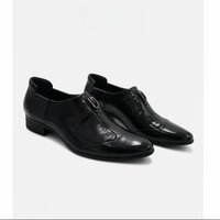 High End Simple Italian Light Luxury Fashion Cowhide Business Pointed Breathable British Style Genuine Leather