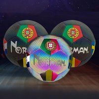 Professional Stitched Soccer Balls Set - Size 5 Reflective & Glow-In-The-Dark For School Training + Size 4 Match Football