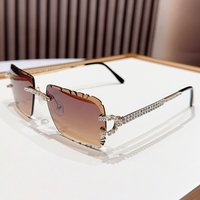 Unique Diamond embellished Frameless High fashion Instagram worthy Aesthetic Anti glare Glasses Trendy Street