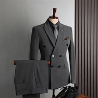Men's clothing suit Double row men, formal attire business, leisure, fashion, Korean version, slim fit, large size, banquet, wedding, small
