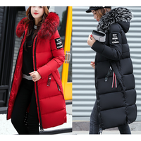 Women's Clothing New cotton padded jacket for women long styledown cotton jacket thickened over the knee fur collar cotton jacket soft winter coat