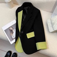 Women's Clothing Black Contrast Stitching Suit Jacket For Women New Hot Style This Year Popular Internet Celebrity Light Luxury Niche Suit