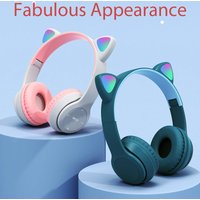 P47M Wireless Headphone Flash Light Cute Cat Ears Fone Mic Control LED Stereo Music Helmet Phone Bluetooth Headset Gift