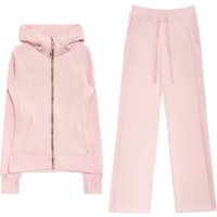 Fleece Zip Up Hoodie Set High Waisted Wide Leg Pants Slimming Warm & Stylish Casual Outfit
