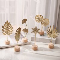 Home Decor Nordic Style Light Luxury Metal Crafts Creative Home Living Room Porch Wine Cabinet Decoration Iron Ginkgo Leaf Ornaments