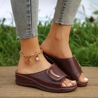 Shoes Plus Wedge Sandals Wide Strap Breathable Casual Shoes Solid Wedge Shoes