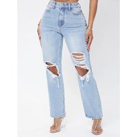 clothing hot selling jeans ripped washed high waisted loose wide leg pants