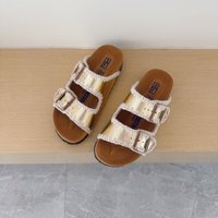 2026 Fashionable Blocked Woven Birke Shoe Two Stripe Slippers Wear At Home Or Shopping