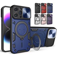 Slide Camera Lens Protection For Magsafe Magnetic Wireless Charging Case For iPhone 11 12 13 14Pro Max Stand Soft Silicone Cover
