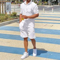 Clothing Summer Short Sleeved Shorts Suit Linen Thin Lapel Loose Solid Suit