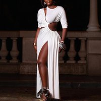 Short Sleeve Irregular Shoulder Split Dress