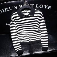 Clothing Anti Pilling Anti Static Knitted Sweater Popular Striped Light Business Gentleman Large Lapel Polo Shirt Sweater