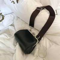 Bag’s new solid color PU clip Korean East Gate women’s bag, simple single shoulder crossbody bag