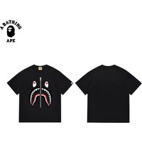 A BATHING APE BAPE-Classic Shark Mouth Couple's Printed Cotton Short Sleeve