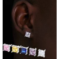 Men’s Jewelry Fashion Popular Hip Hop Earrings Quadrilateral Zircon Street Fashion Earrings Hiphop Men's Earrings