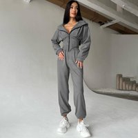 Solid Waisted Hooded Sweatshirt Trousers Suit Sports Casual Trousers Two piece Suit
