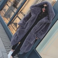 clothing autumn winter Gigi same style rex rabbit fur thick long hooded fur coat fur coat