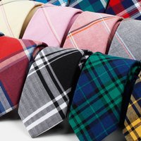 Unisex Cotton plaid tie Fashion casual men's narrow 6cm tie
