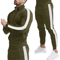 Clothing Long Sleeve Pants Casual Sports Suit Spliced Stand up Collar Slim Fit Suit