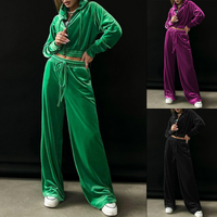 sFashionable hooded sweatshirt casual pants velvet set