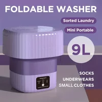 Mini Washing Machine, 9L Foldable Bucket, 3 Modes Touch Control, Socks/Underwear Washing, Portable For RV, Apartment, Camping, 220V, EU Plug