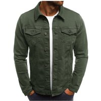 Men's Denim Jacket Casual Solid Color Jacket Cardigan Button Tooling Jacket Men