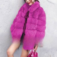 Clothing fox fur coat mid length clothing soft warm thickened stitching environmentally friendly fur Haining fur