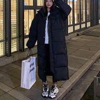 Extra Long Knee Length Down Jacket – Trendy Winter Coat Thickened Insulation