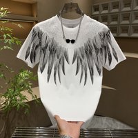 Clothing Summer Short Sleeve T Shirt Unique Wing Print Rhinestone Hot Stamping Light Luxury Versatile Crew Neck Top
