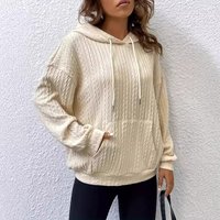 Women's Clothing Overseas Hot Sale New Women's Knitted Sweater Hooded Striped Kangaroo Pocket Sweater