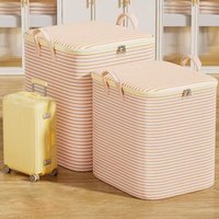 Functional Bags Large capacity striped storage bag moving quilt bag foldable double zipper storage bag storage box