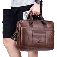 First layer cowhide men's briefcase large capacity business casual retro genuine leather shoulder crossbody bag