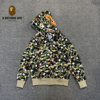 BATHING APE ABC CAMO High Quality Pure Cotton Version BAPExHELLO KITTY Collaboration Hoodie SHARK FULL ZIP HOODIE