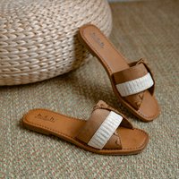 Plus Size Women's Slide Sandals (French-Inspired Color Block Design, Comfortable Flat Slippers For Summer - Size 41-43)