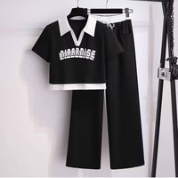Women's Clothing Casual Sports Suit For Women Summer New Internet Celebrity Fashionable Sweatshirt Wide Leg Pants Running Suit Two Piece Set