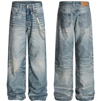 Clothing High End Retro Digital Printing Chain Design Loose Jeans