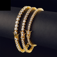 Men’s Jewelry Popular Hip Hop Tennis Chain Single Row Copper Micro Inlaid Zircon Bracelet 3mm4mm5mmTennis Chain