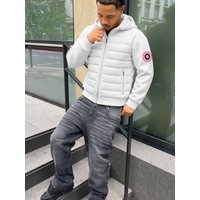 Fashion!Men's Lightweight Logo Hooded Puffer Jacket - Oversized Streetwear Coat, Minimalist Design