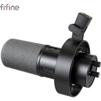 FIFINE USB XLR Dynamic Microphone Shock Mount Touch mute Headphone Jack & Volume Control PC Or Sound Card