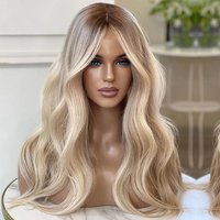 Transparent 613 Lace Frontal Human Hair Wigs Highlight Blonde Loose Wave Wigs with Dark Roots 100% Brazilian Virgin Hair 180% Density