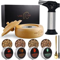 Kit With Torch 4 Flavors Wood Chips Bourbon - Cocktail Smoker Drink Whiskey Gift For A Friend - Easy To Use Drink Smoker Old Fashioned Cocktail Kit