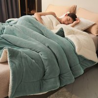2024 Solid Milk Fleece Blanket Thick Double Sided Lamb Fleece Multifunctional Air Conditioning Blanket Single Lunch Break Blanket
