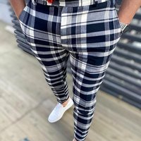 Chinos Slim Plaid Check Male Pant Casual Spring Trouser Pencil Pants Harem Jogger Trousers