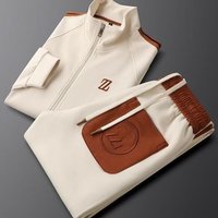 Stand Collar Casual Sports Suit Long Sleeved Trendy Fashion Sportswear Two Piece Set Straight Pants Sweatpants